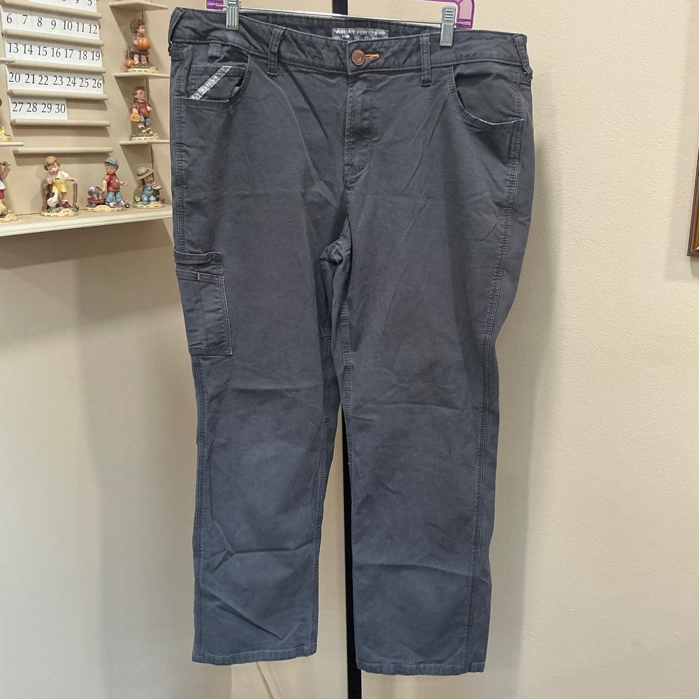 Ariat Pants Rebar Made Tough 16WR Grey Straight Leg Perfect Rise Utility Work
